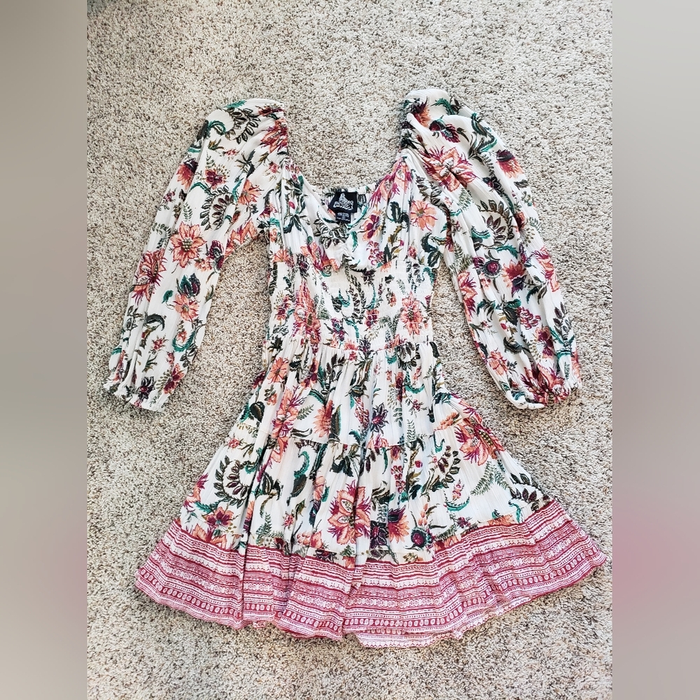 Angie Multicolor Floral Dress with Puff Sleeves